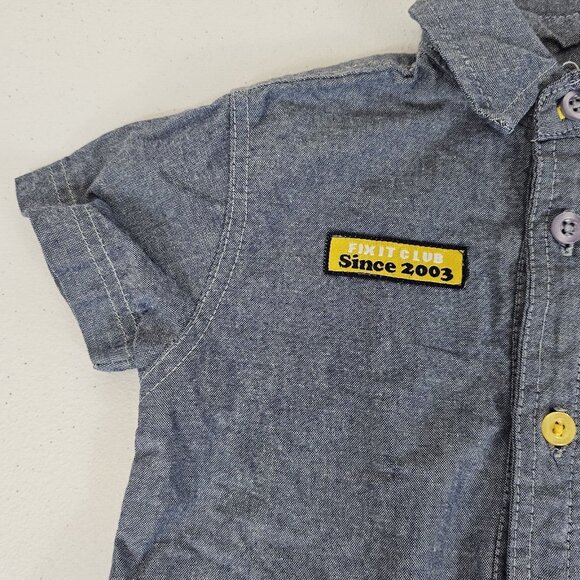 Dickies One Piece Baby Romper 6-9 mo Blue Denim Chambray Garage Moto Boy Girl - Picture 6 of 16